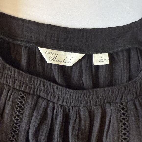 Caffe Marrakesh NWT Square Neck Popover Cotton Gauze Top Women's L Whimsigoth - Picture 4 of 11